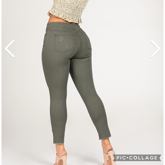 Distressed Ankle Joggers - olive - Picture 2 of 5